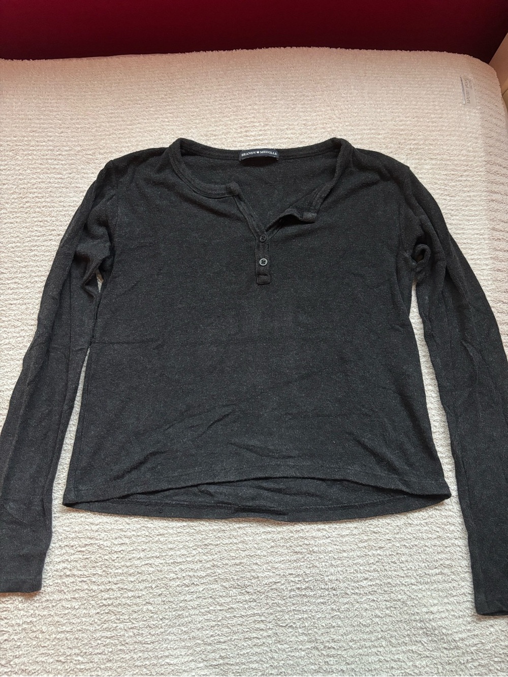 Brandy Melville - Long Sleeve Henley Top - Black